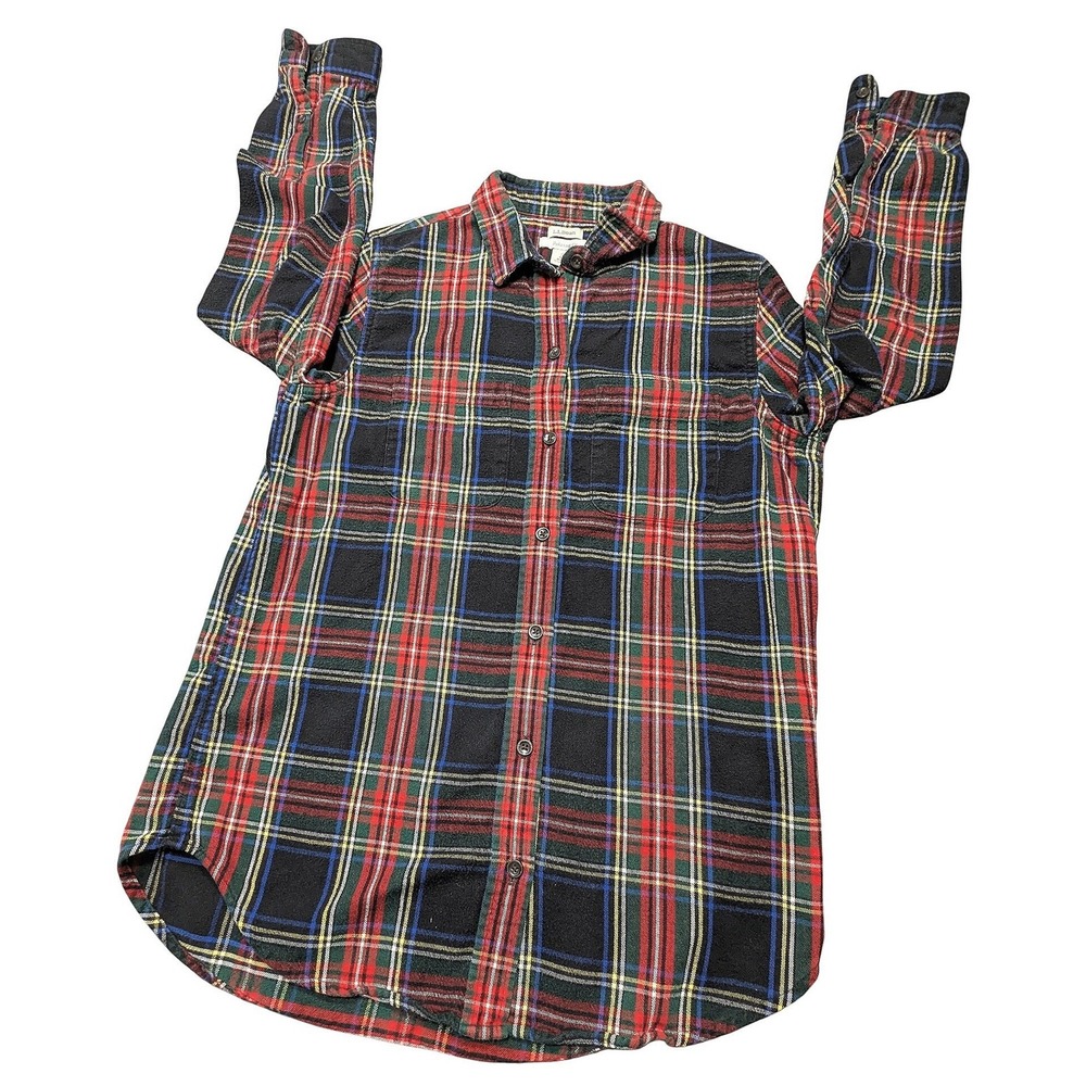 LL Bean Relaxed Fit Flannel Shirt Womens Small Petite Plaid Cotton 508971